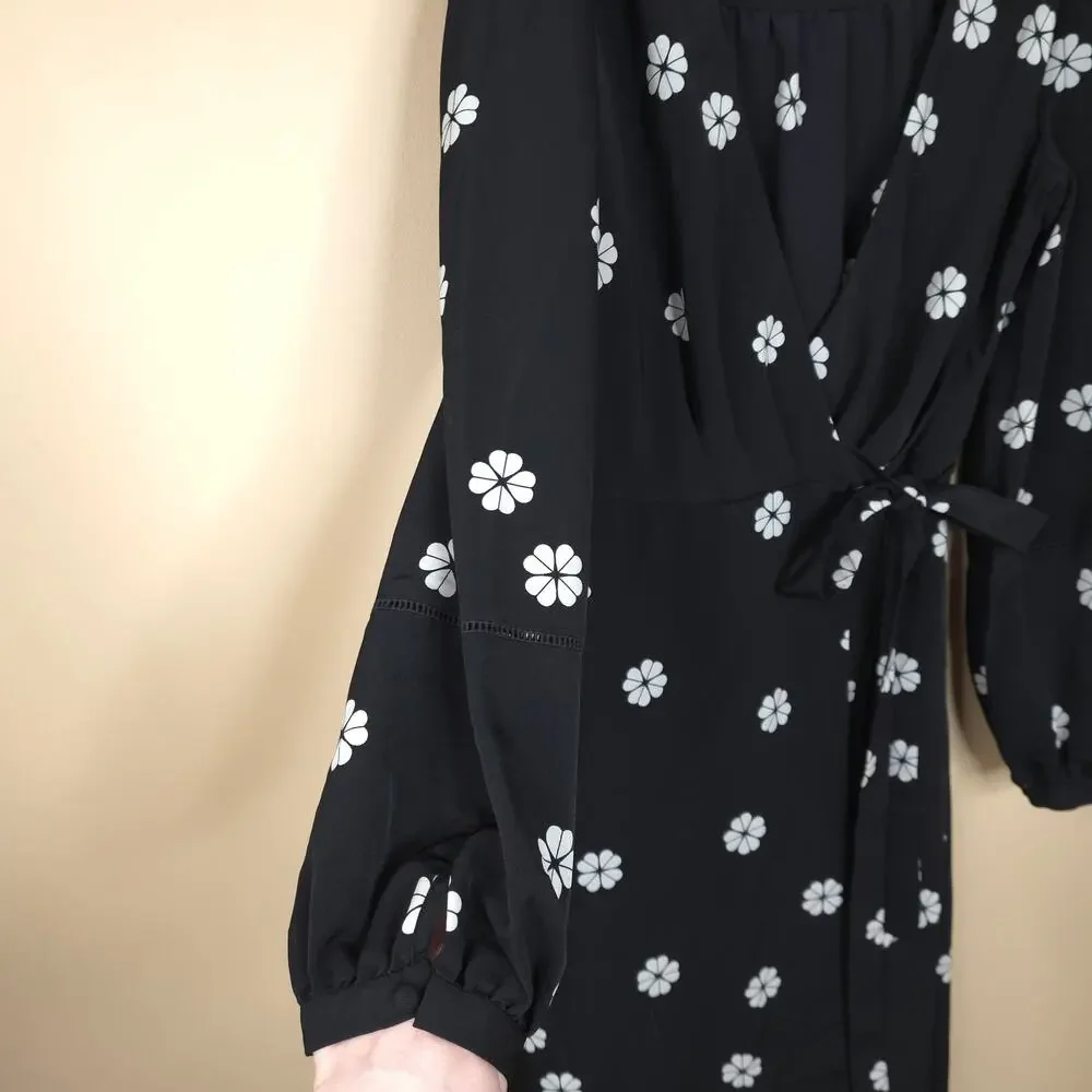 Kate Spade Long Sleeve Spade Clover Wrap Dress in Black Size 12